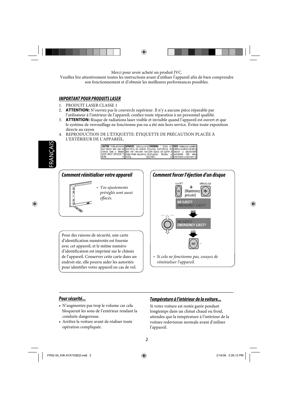 Français, Comment réinitialiser votre appareil, Comment forcer l’éjection d’un disque | JVC Exad KW-AVX 700 User Manual | Page 118 / 235