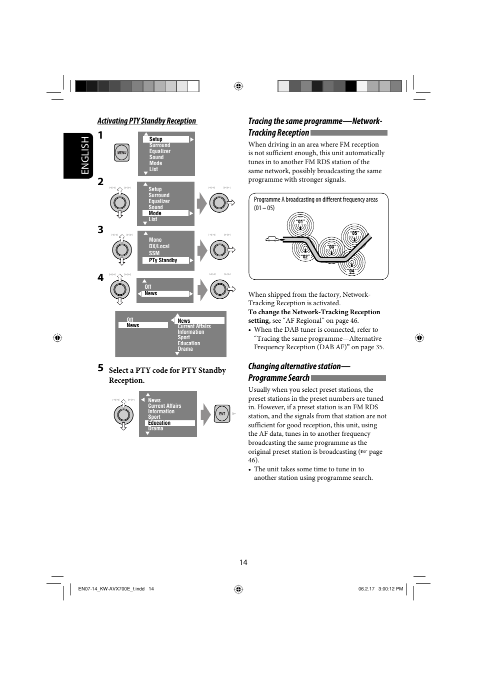 English, Changing alternative station— programme search | JVC Exad KW-AVX 700 User Manual | Page 14 / 235
