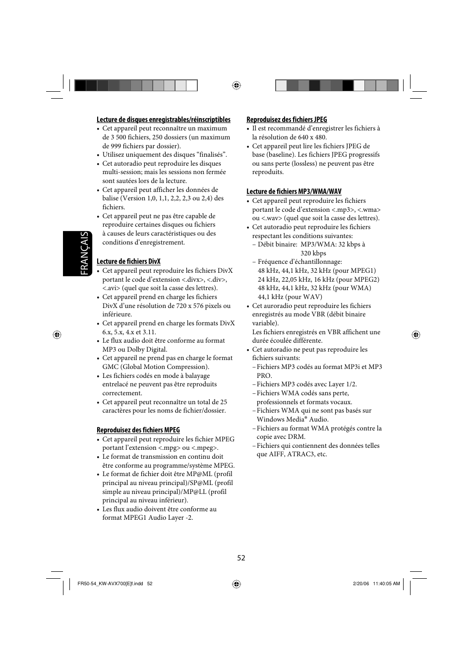 Français | JVC Exad KW-AVX 700 User Manual | Page 168 / 235