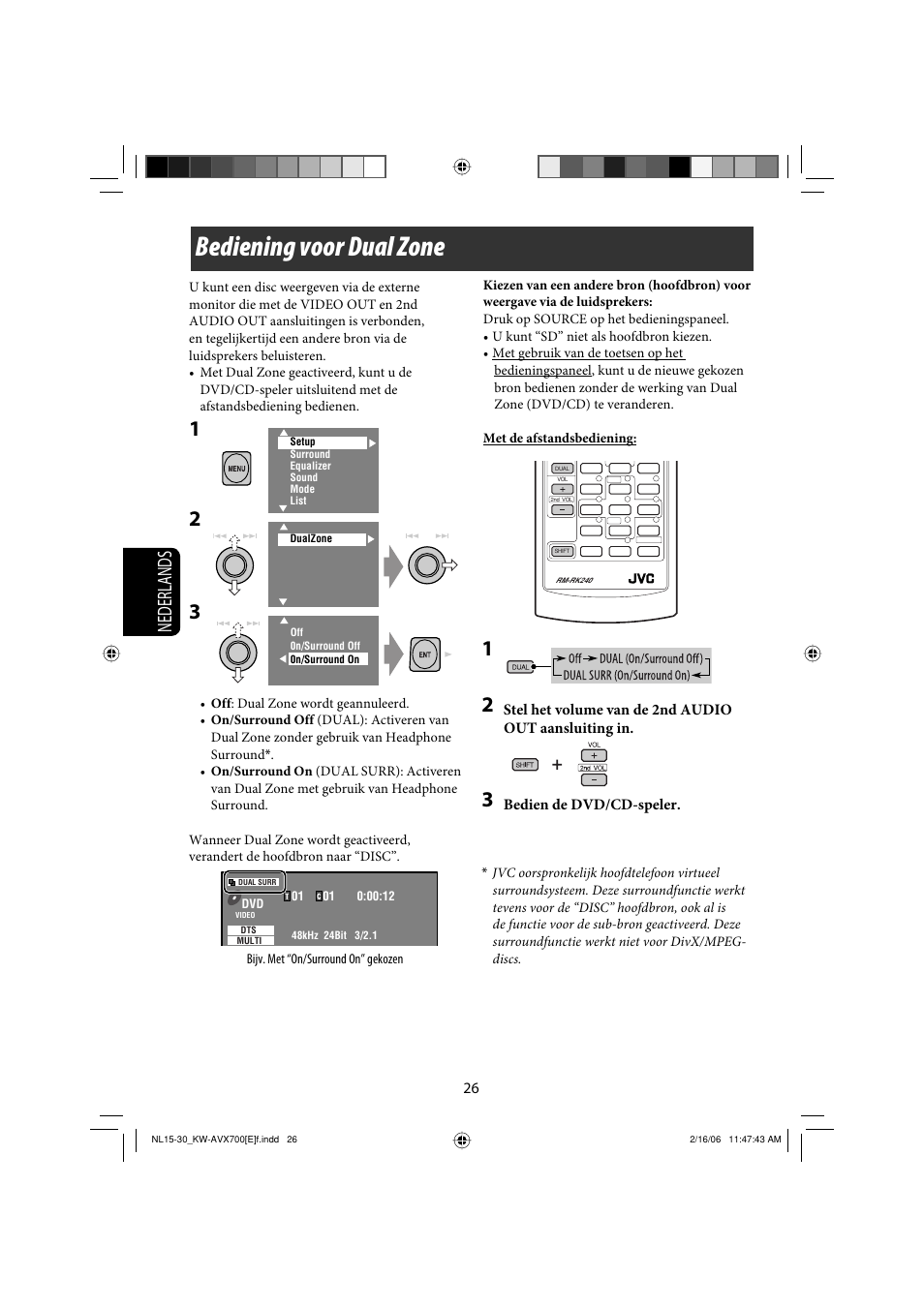 Bediening voor dual zone, Nederlands | JVC Exad KW-AVX 700 User Manual | Page 200 / 235
