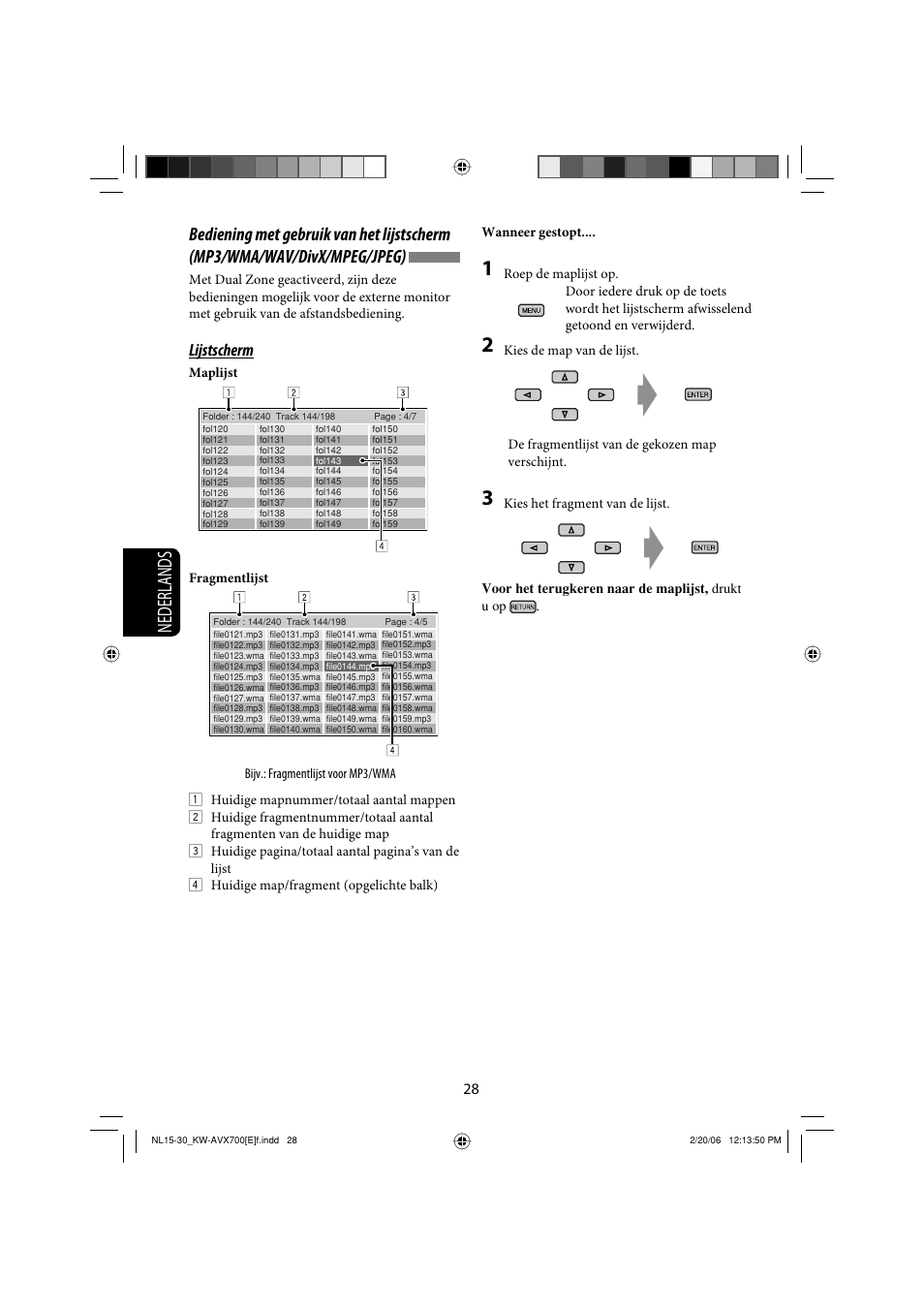 Nederlands, Lijstscherm | JVC Exad KW-AVX 700 User Manual | Page 202 / 235