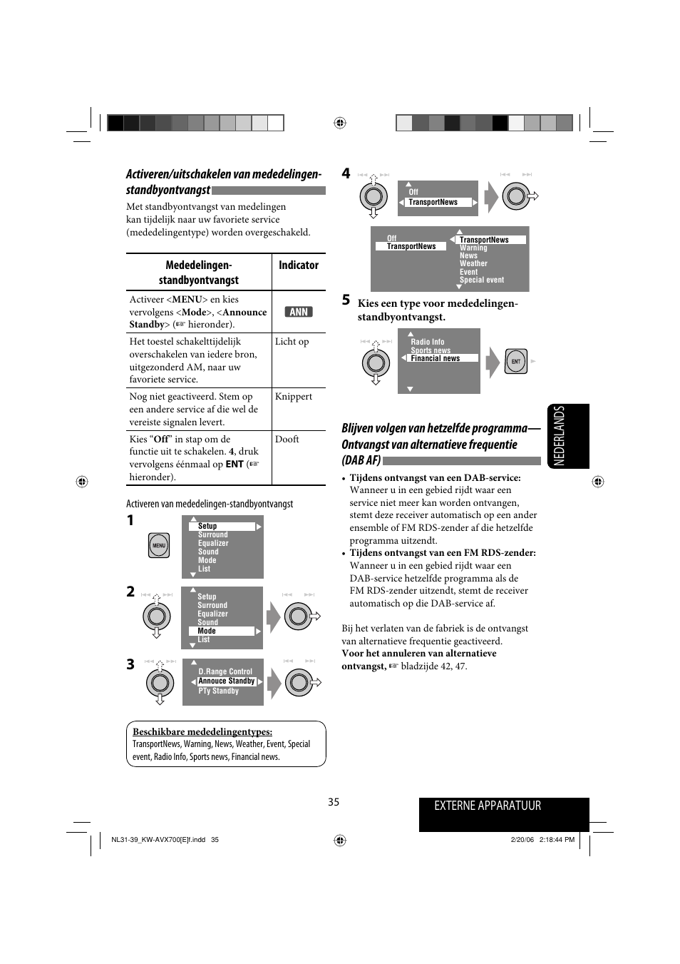 Nederlands, Externe apparatuur | JVC Exad KW-AVX 700 User Manual | Page 209 / 235