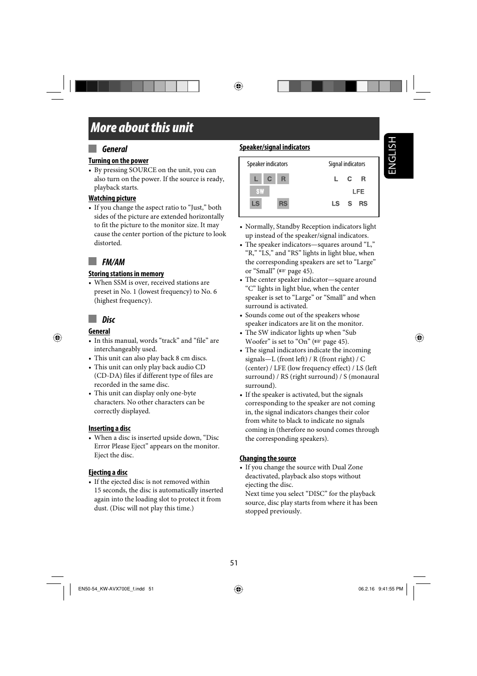 More about this unit, English, General | Fm/am, Disc | JVC Exad KW-AVX 700 User Manual | Page 51 / 235
