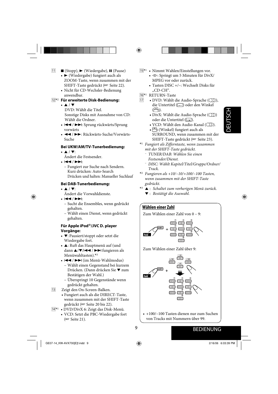 Deutsch, Bedienung | JVC Exad KW-AVX 700 User Manual | Page 67 / 235