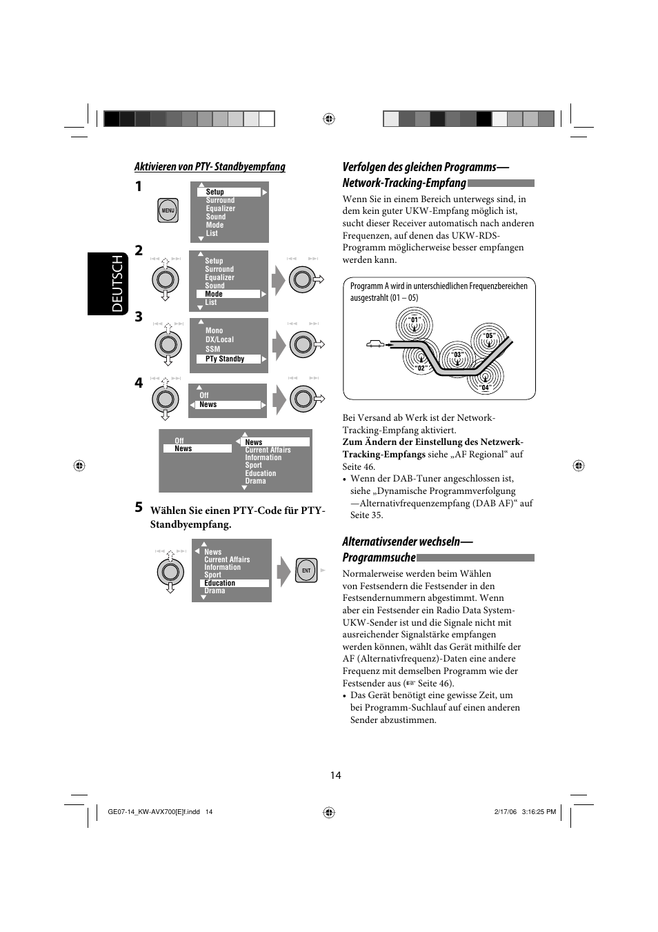 Deutsch, Alternativsender wechseln— programmsuche | JVC Exad KW-AVX 700 User Manual | Page 72 / 235