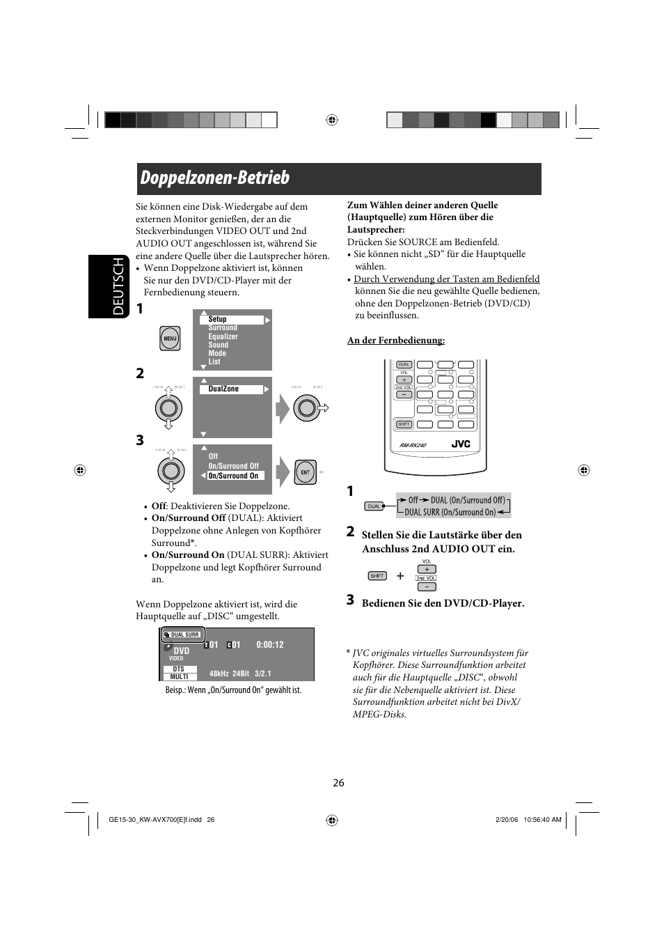 Doppelzonen-betrieb, Deutsch | JVC Exad KW-AVX 700 User Manual | Page 84 / 235