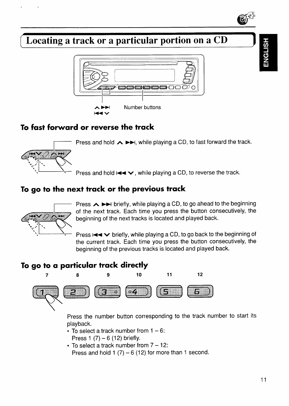 Locating a track or a particular portion on a cd | JVC KD-S575 User Manual | Page 11 / 24