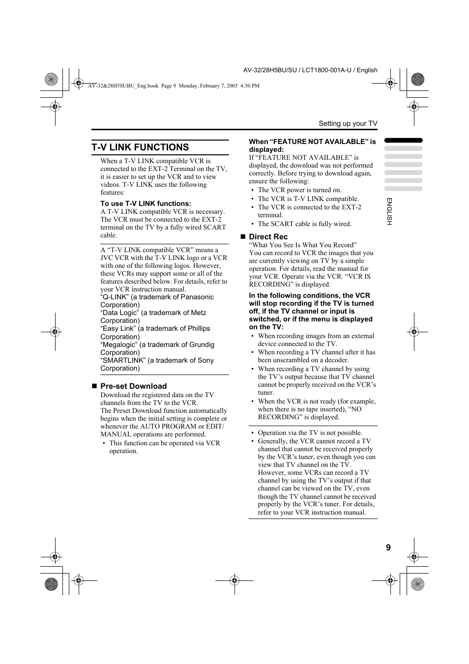 T-v link functions, Ons, see “t-v link | JVC 0305MKH-CR-MU User Manual | Page 10 / 135