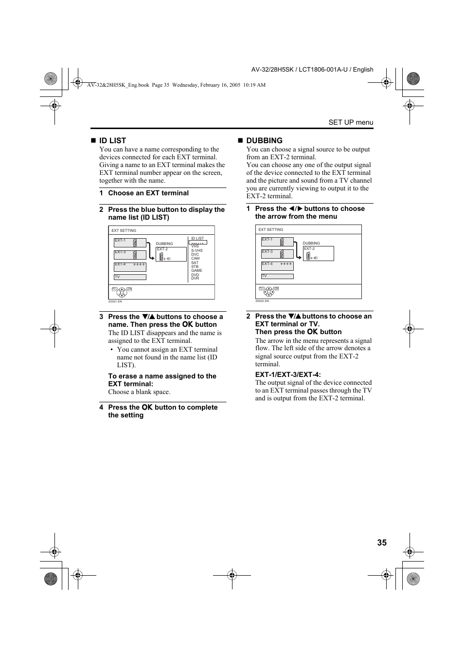 Id list, Dubbing | JVC 0305MKH-CR-MU User Manual | Page 126 / 135