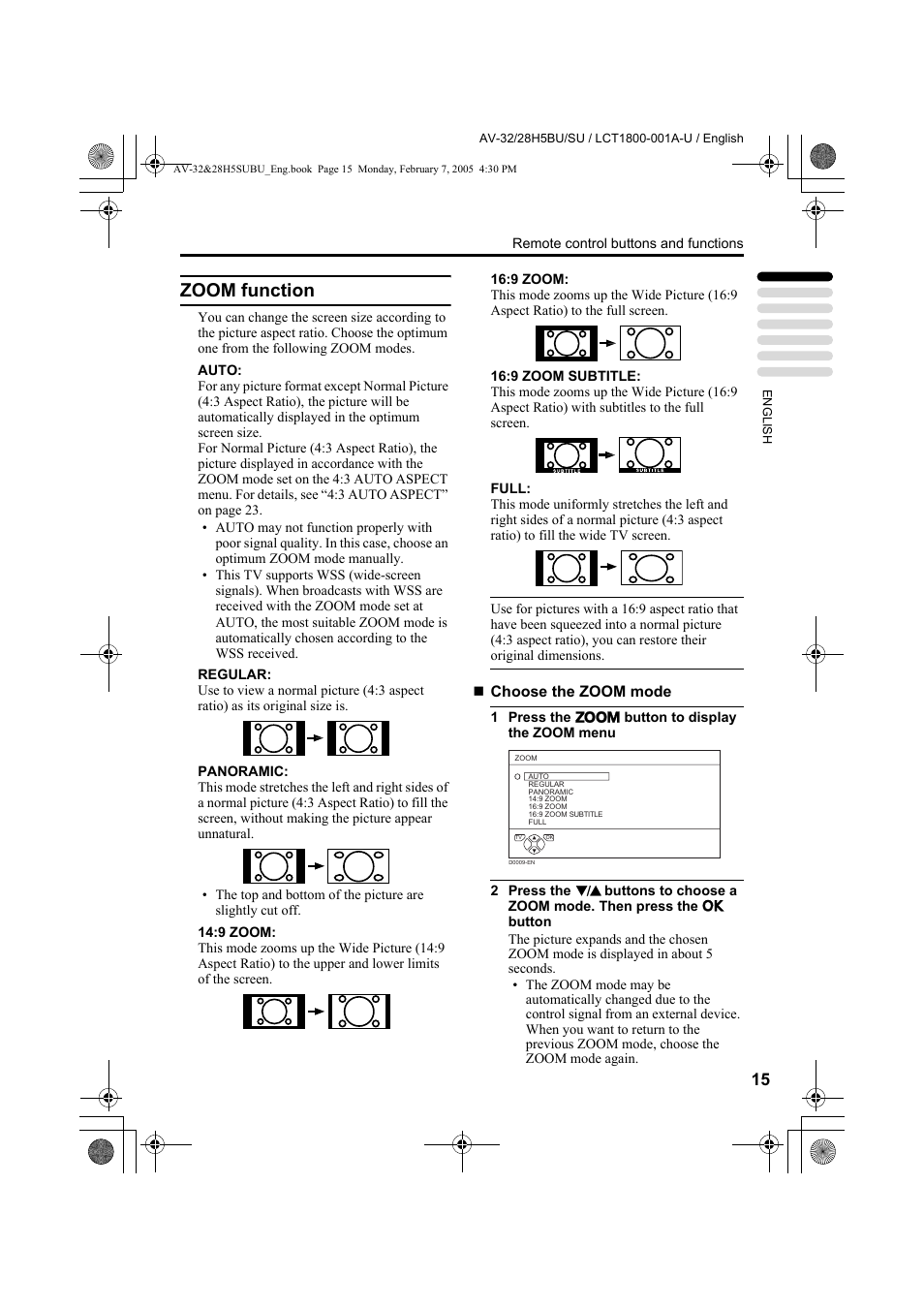 Zoom function | JVC 0305MKH-CR-MU User Manual | Page 16 / 135
