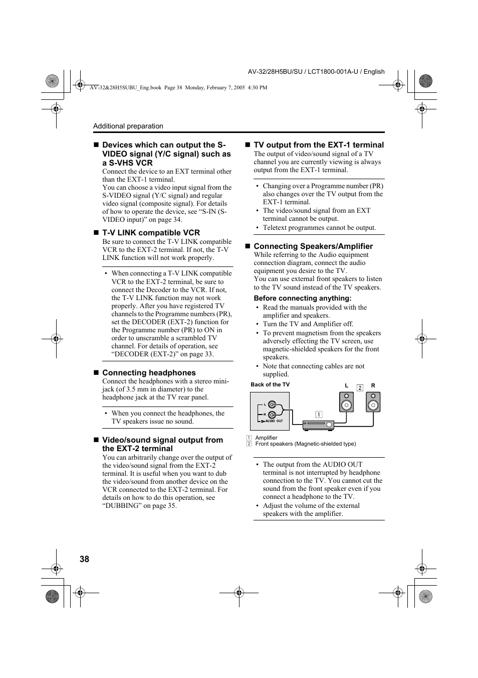 See “connecting speakers/amplifier” on | JVC 0305MKH-CR-MU User Manual | Page 39 / 135