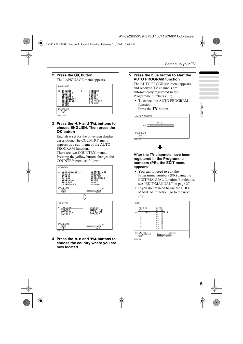 Setting up your tv | JVC 0305MKH-CR-MU User Manual | Page 52 / 135