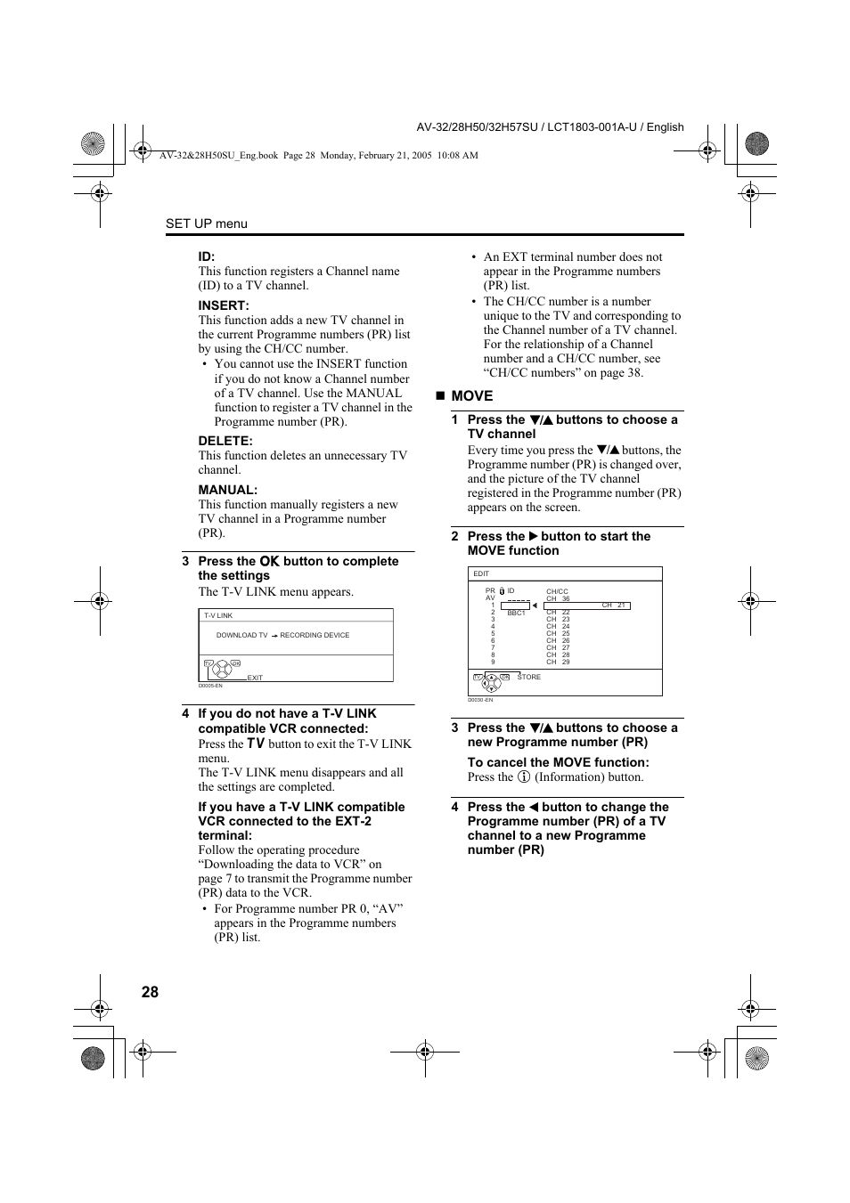 Move, Set up menu | JVC 0305MKH-CR-MU User Manual | Page 75 / 135