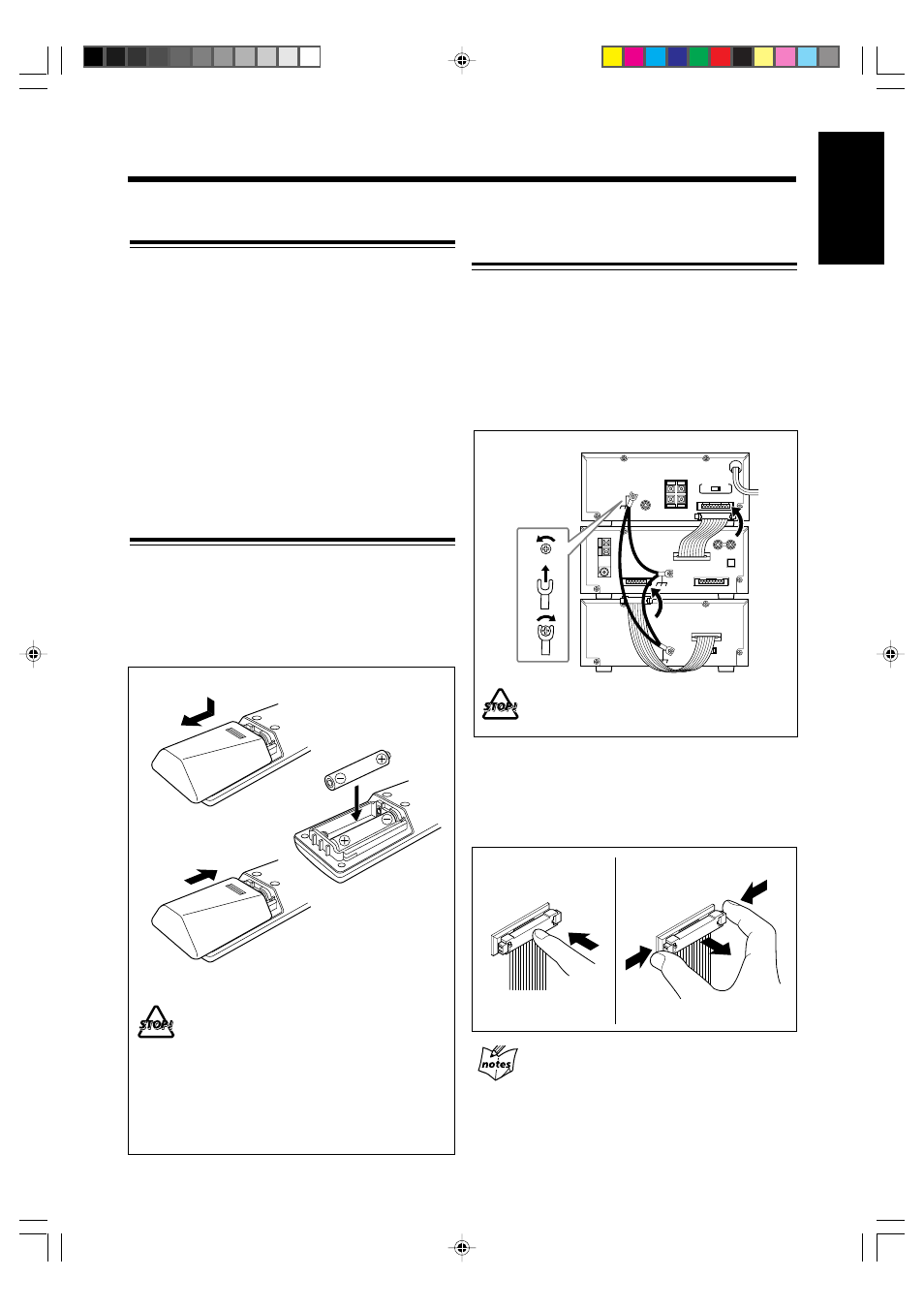 Getting started, English unpacking, Putting the batteries into the remote control | JVC UX-G6 User Manual | Page 11 / 38