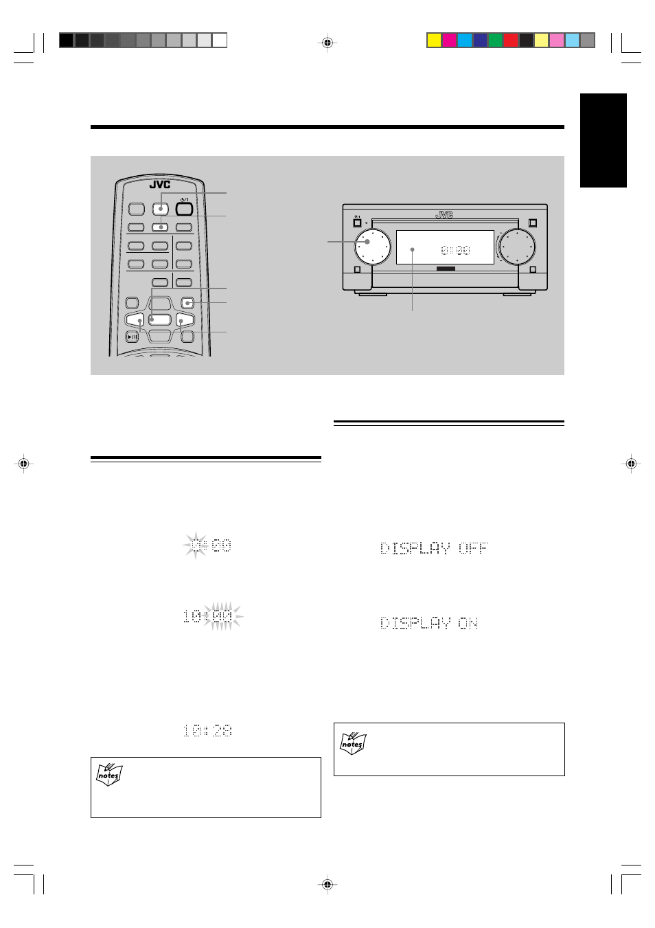 Basic settings, English, Setting the clock | Setting the display illumination (dimmer) | JVC UX-G6 User Manual | Page 15 / 38