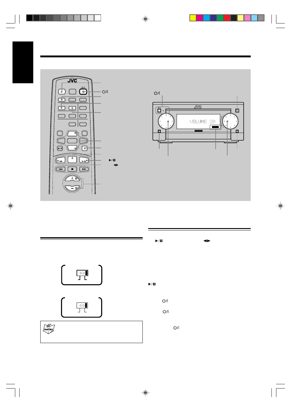 Common operations, English, Adjusting the voltage selector | Turning on the power and selecting the sources, One touch play, Using button | JVC UX-G6 User Manual | Page 16 / 38