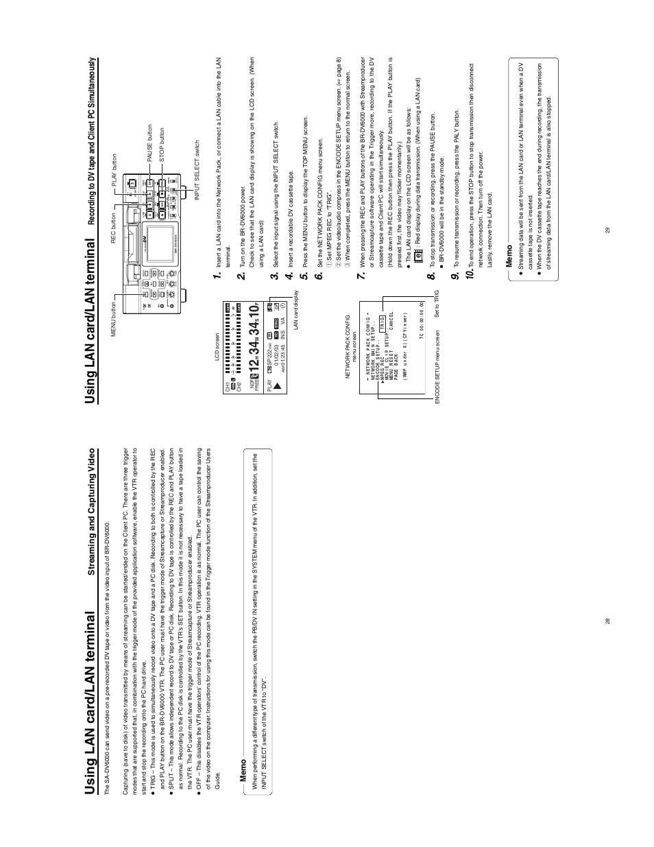 Using lan car d/lan terminal, Streaming and capturing video | JVC SA-DV6000 User Manual | Page 22 / 43