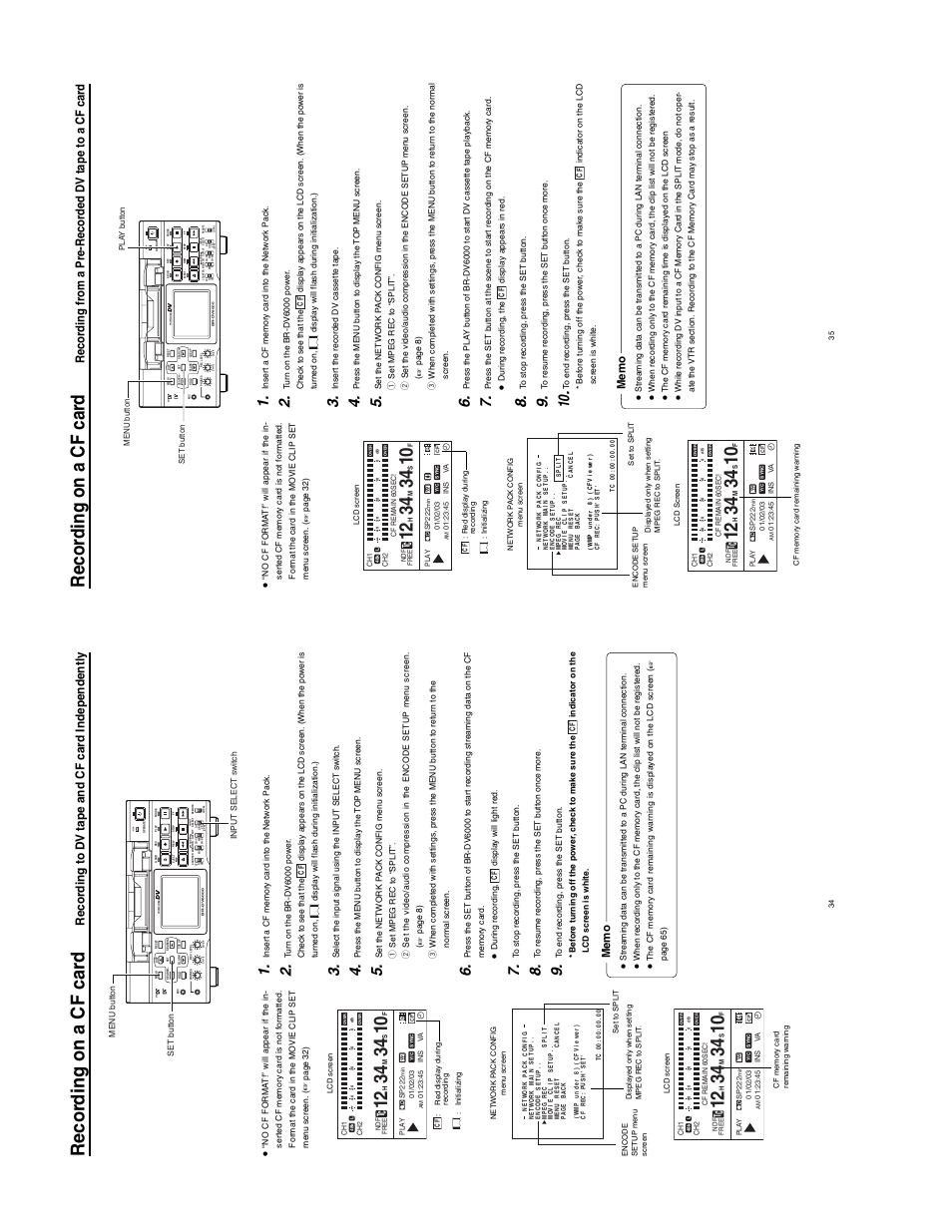 Recor ding on a cf car d, Mini, Recor ding to d v tape and cf car d independentl y | JVC SA-DV6000 User Manual | Page 25 / 43