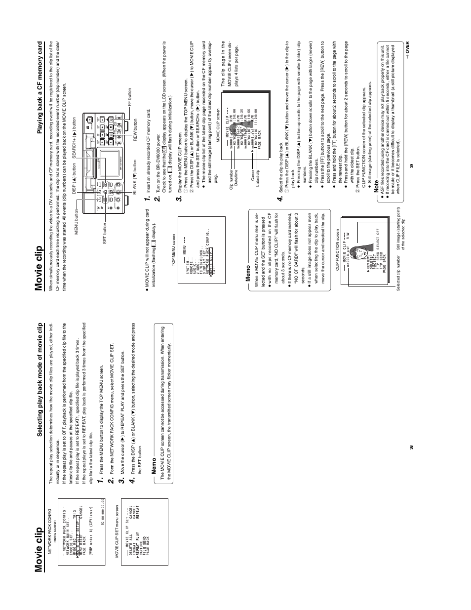 Mo vie c lip, Selecting pla y bac k mode of mo vie c lip | JVC SA-DV6000 User Manual | Page 27 / 43