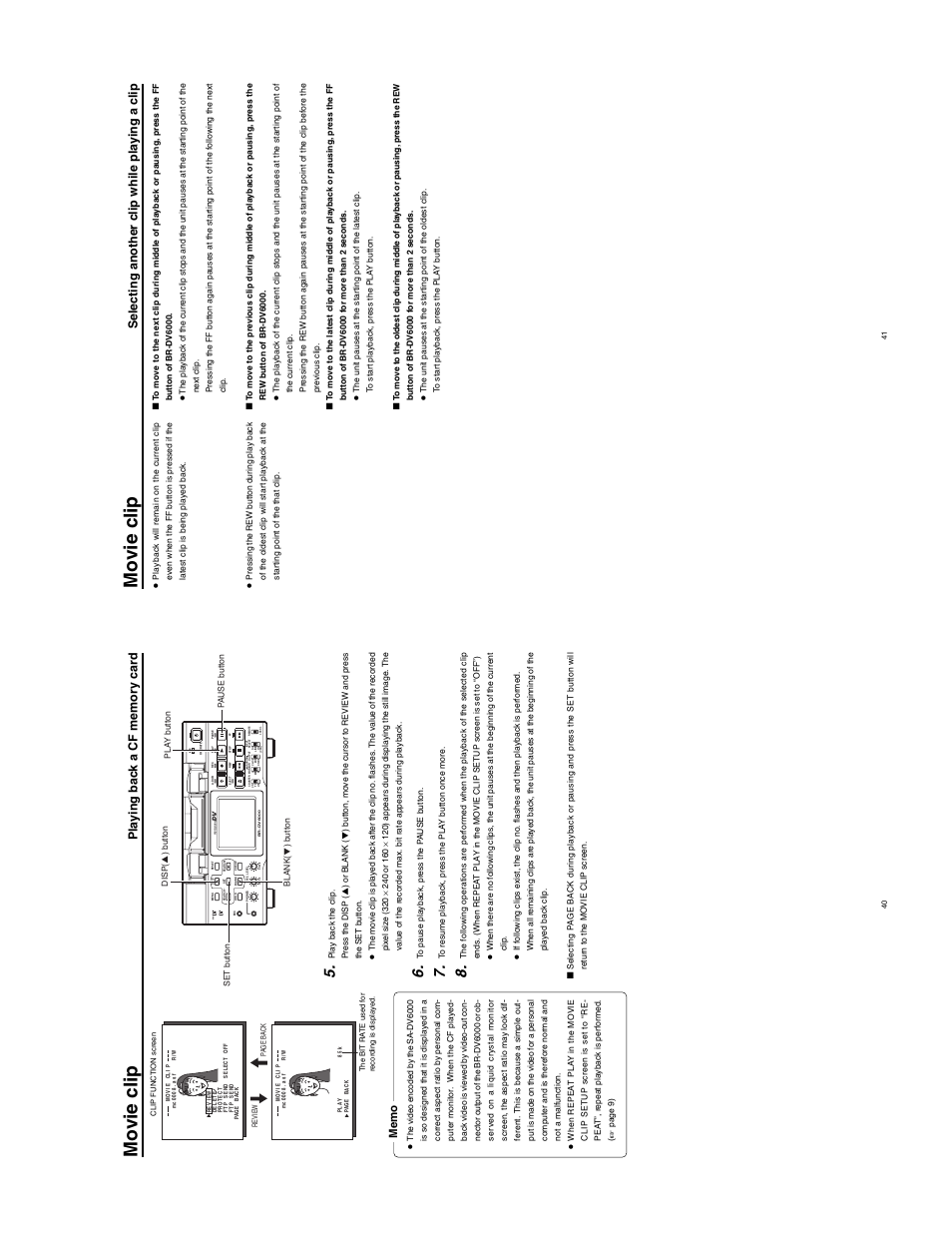 Mo vie c lip, Selecting another c lip while pla ying a c lip | JVC SA-DV6000 User Manual | Page 28 / 43
