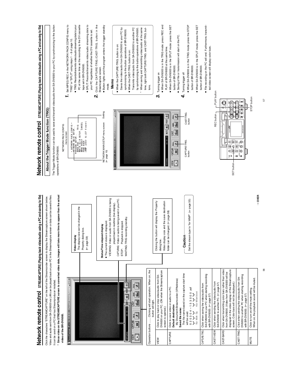 Netw ork remote contr ol, Caution, About the t rig g er mode function (trig) | JVC SA-DV6000 User Manual | Page 36 / 43