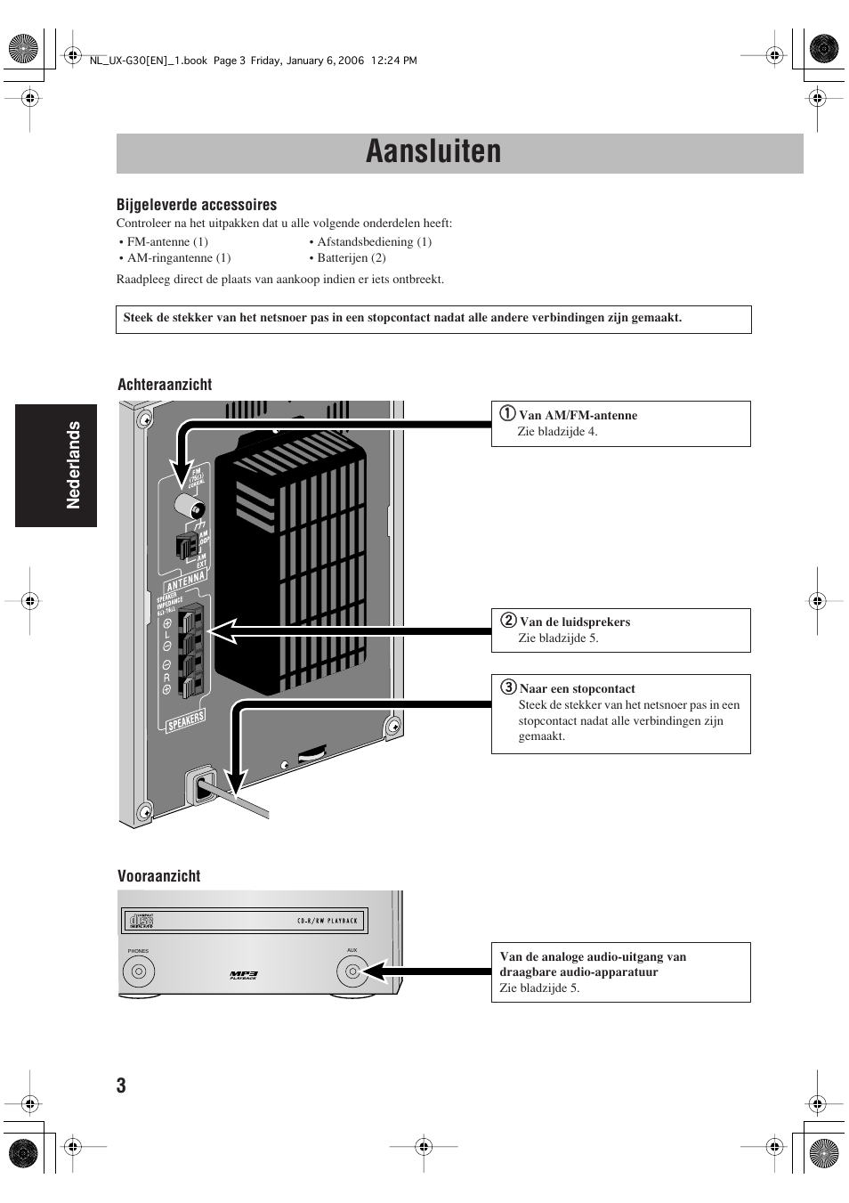 Aansluiten | JVC UX-G33 User Manual | Page 50 / 88