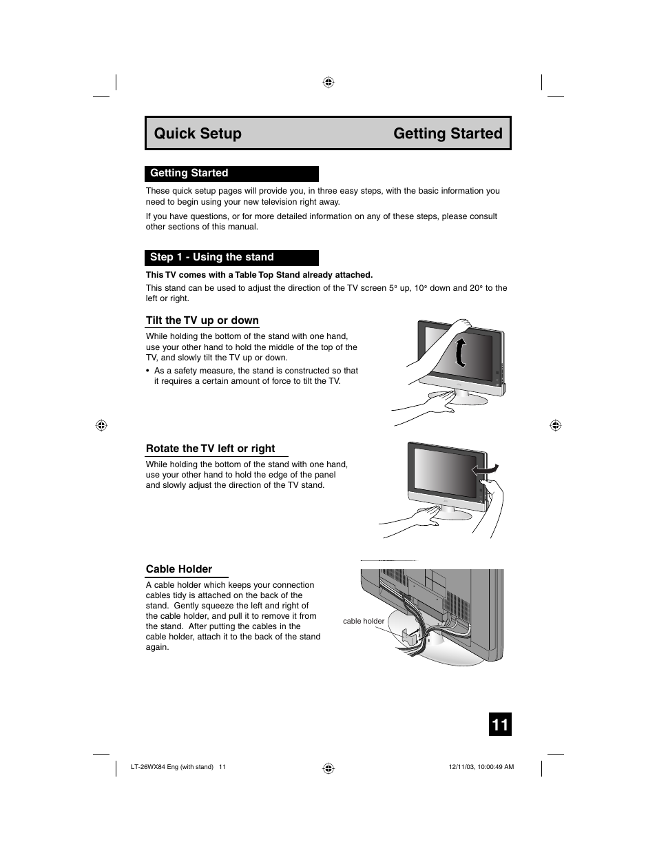 Quick setup getting started | JVC 1203TNH-II-IM User Manual | Page 11 / 64