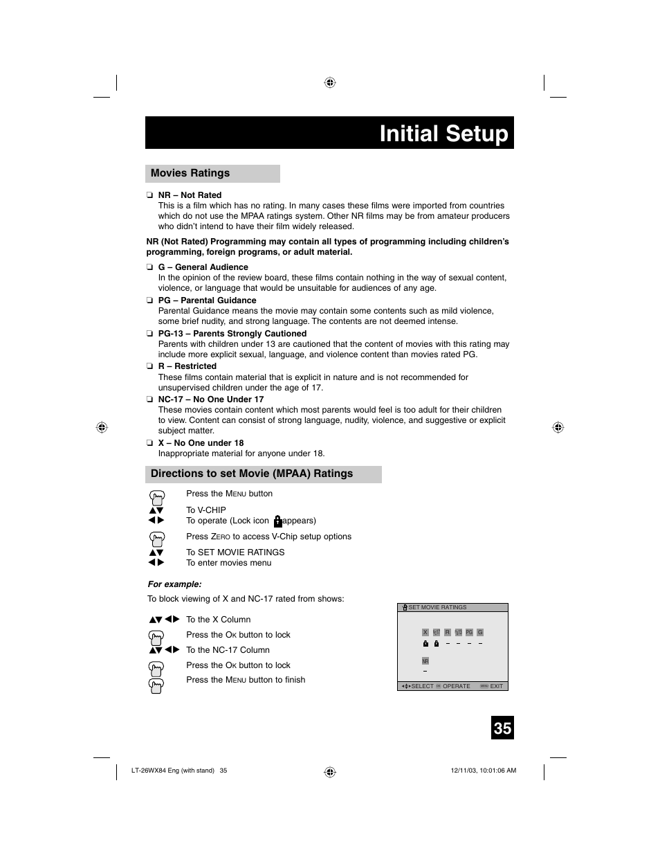 Initial setup | JVC 1203TNH-II-IM User Manual | Page 35 / 64