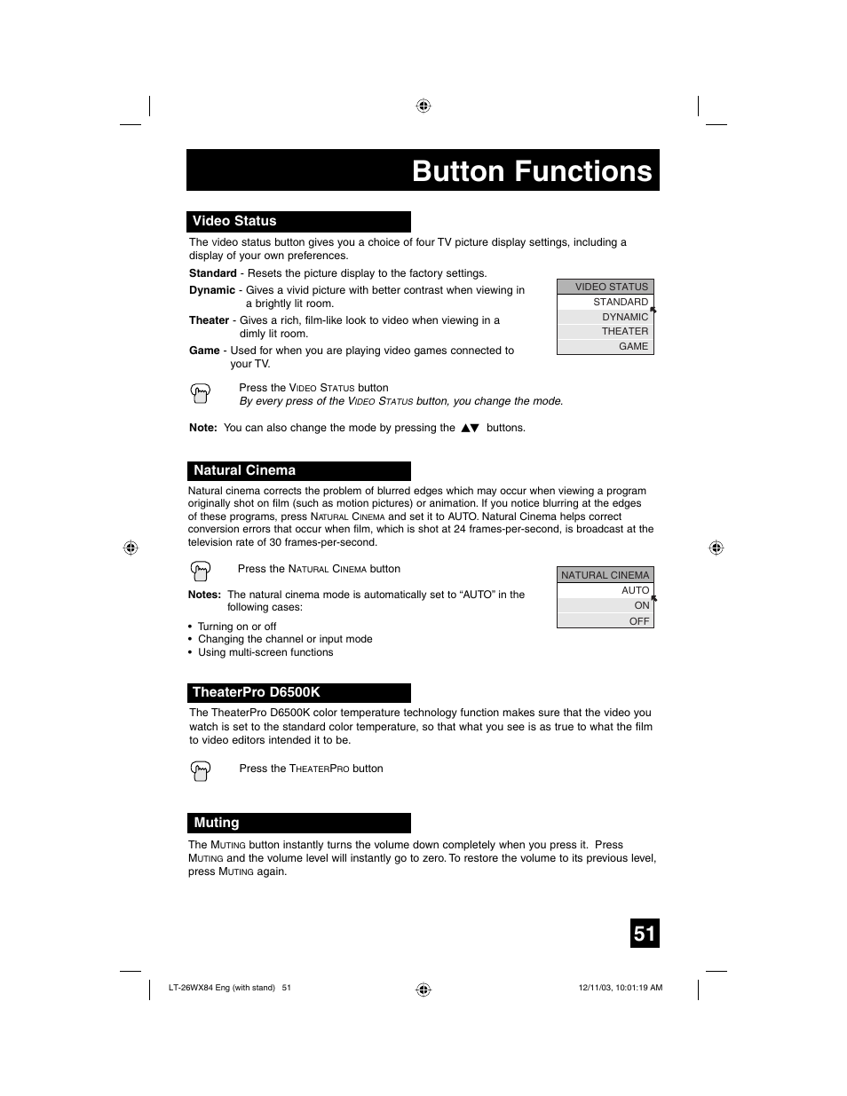 Button functions | JVC 1203TNH-II-IM User Manual | Page 51 / 64