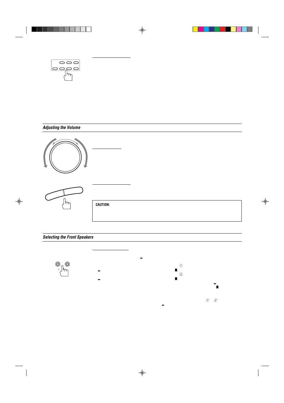 Adjusting the volume, Selecting the front speakers | JVC RX-772VBK User Manual | Page 15 / 54