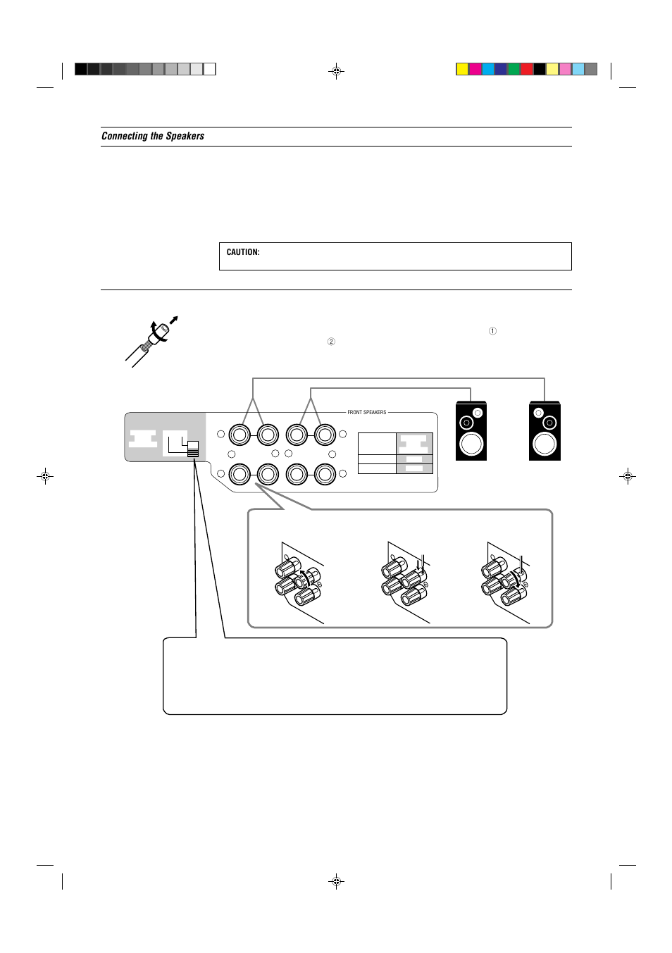 Connecting the speakers, Page 6, Connecting the front speakers | JVC RX-772VBK User Manual | Page 9 / 54