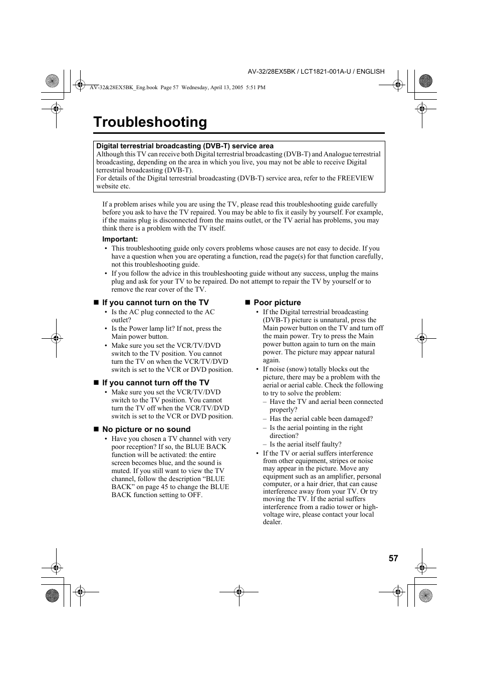 Troubleshooting | JVC 0405TKH-CR-MU User Manual | Page 57 / 64
