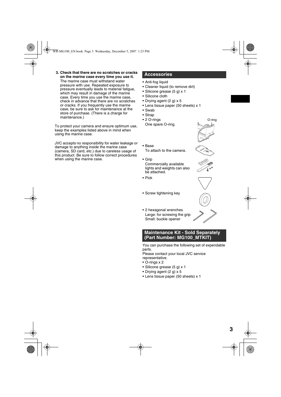 Accessories | JVC Marine Case WR-MG100 User Manual | Page 3 / 103