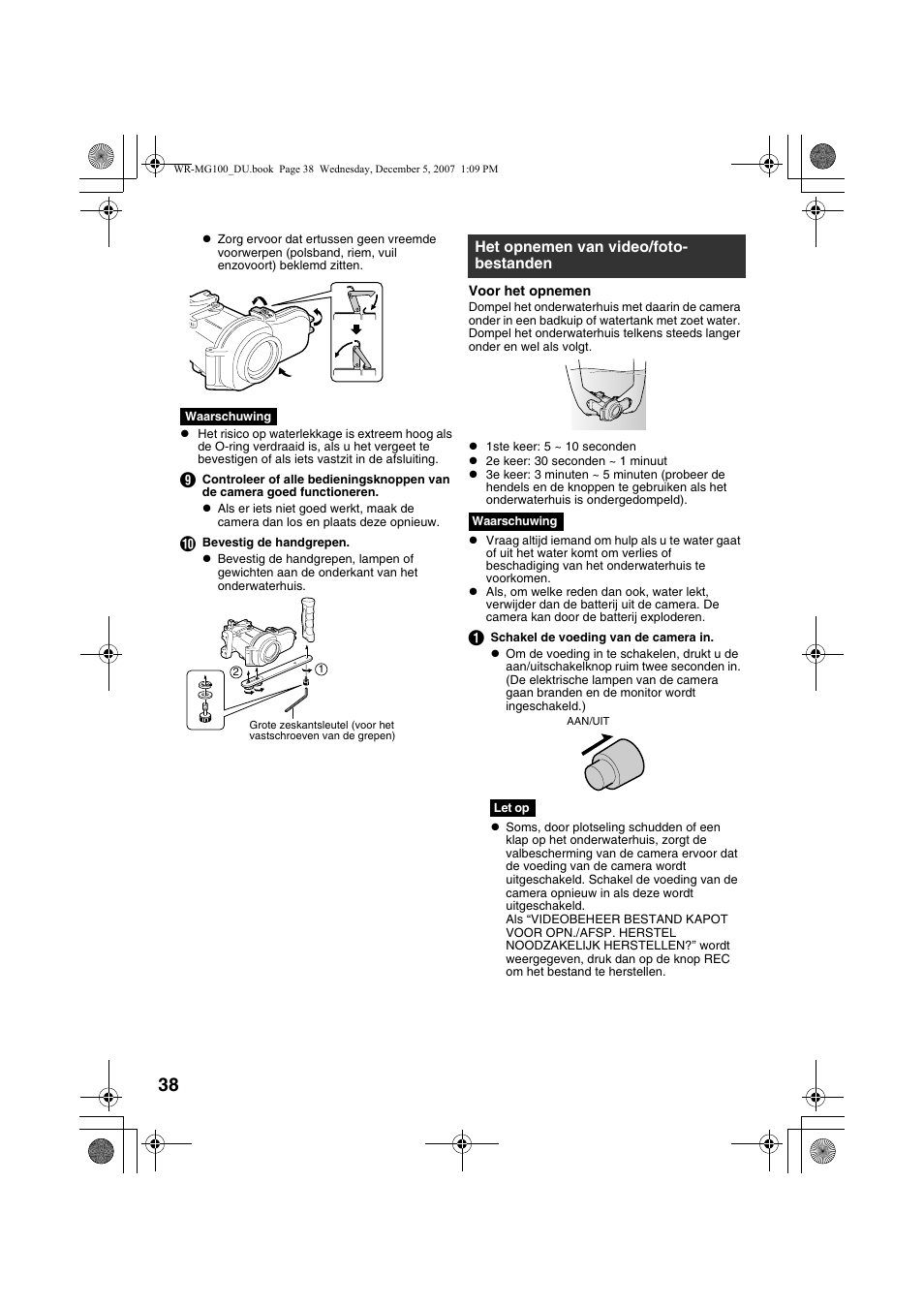 Het opnemen van video/foto- bestanden, A blz. 38, 39) | JVC Marine Case WR-MG100 User Manual | Page 38 / 103