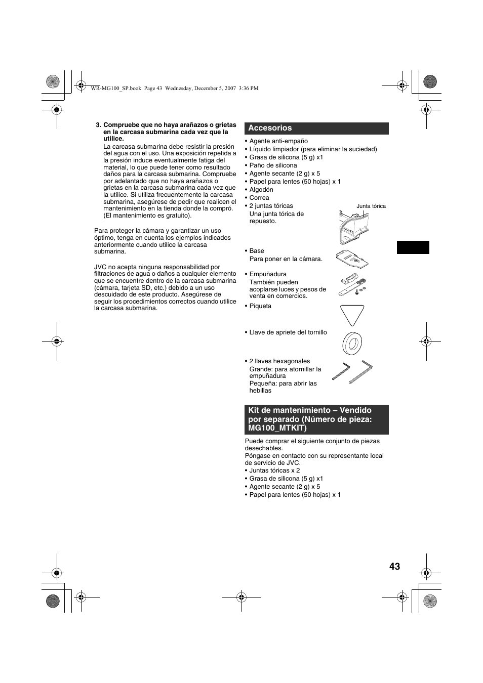 Accesorios | JVC Marine Case WR-MG100 User Manual | Page 43 / 103