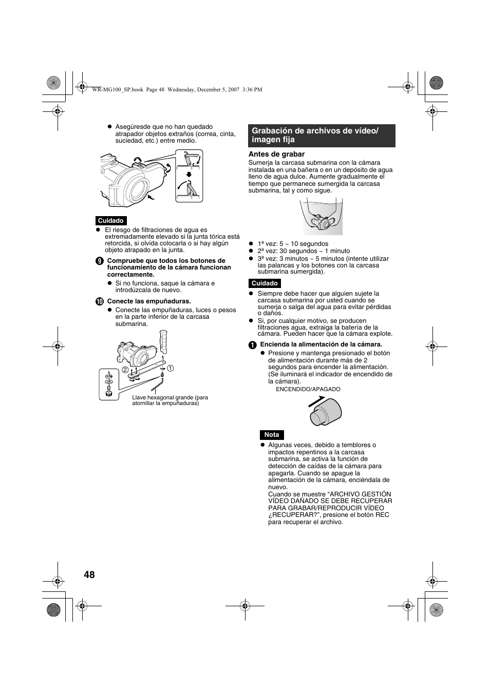 Grabación de archivos de vídeo/ imagen fija, A p. 48 | JVC Marine Case WR-MG100 User Manual | Page 48 / 103