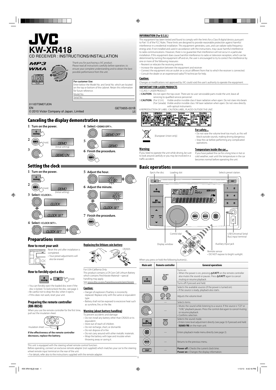 JVC GET0655-001B User Manual | 6 pages