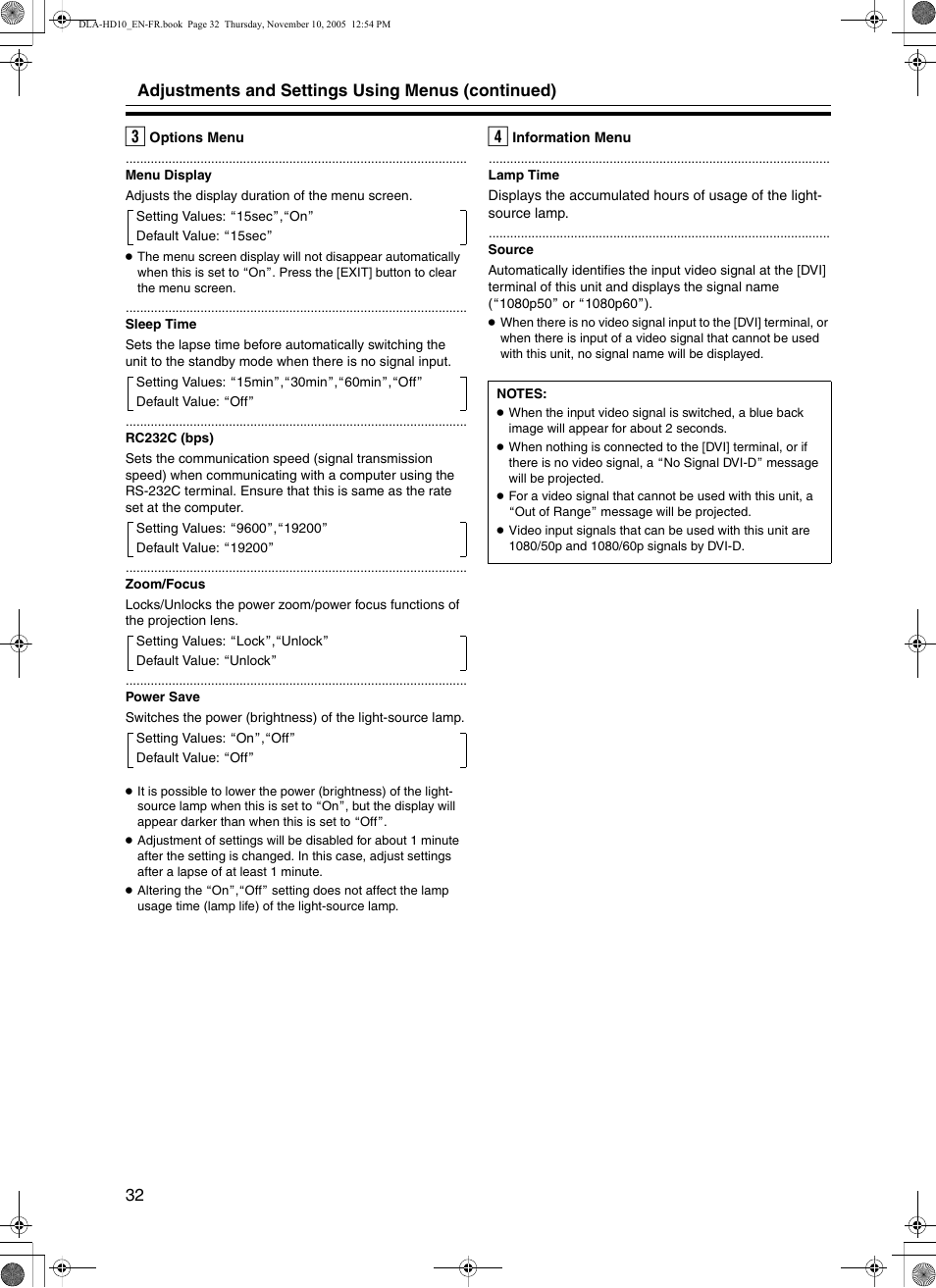 JVC DLA-HD10KSU/E User Manual | Page 32 / 50