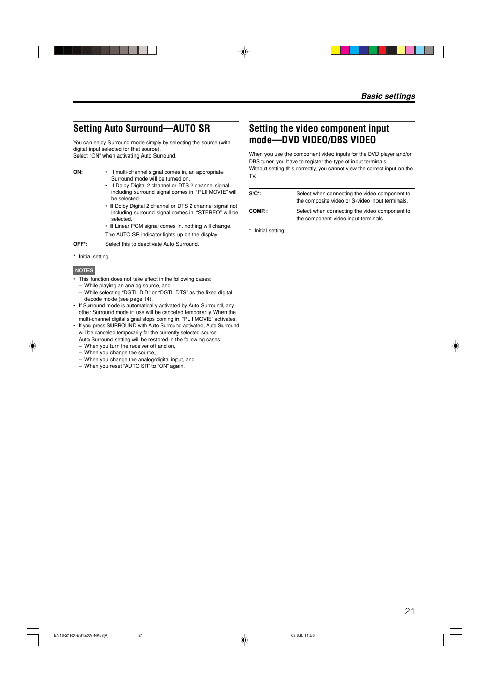 Setting auto surround—auto sr, Basic settings | JVC LVT1002-012B User Manual | Page 24 / 78