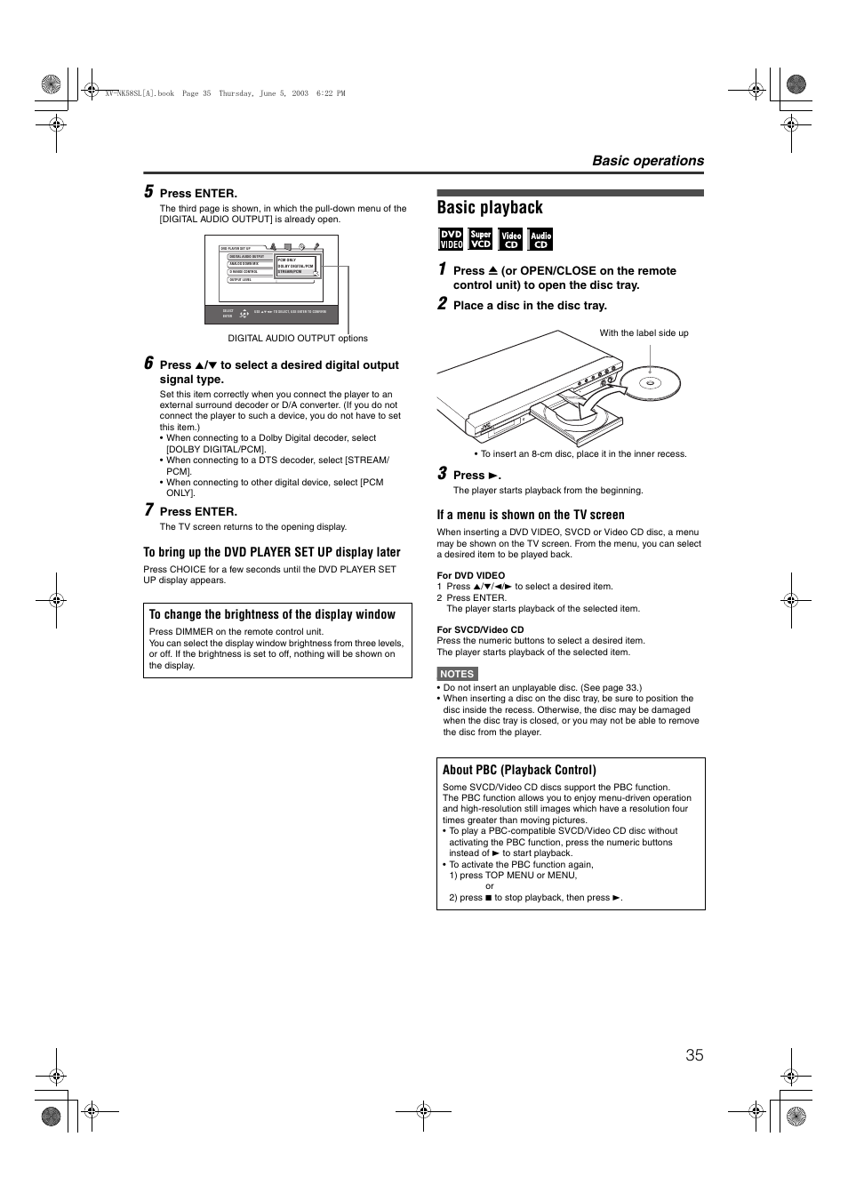 Basic playback 1, Basic operations | JVC LVT1002-012B User Manual | Page 38 / 78