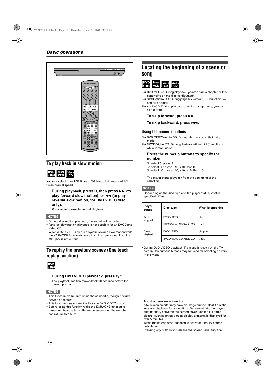 Locating the beginning of a scene or song, Basic operations | JVC LVT1002-012B User Manual | Page 41 / 78