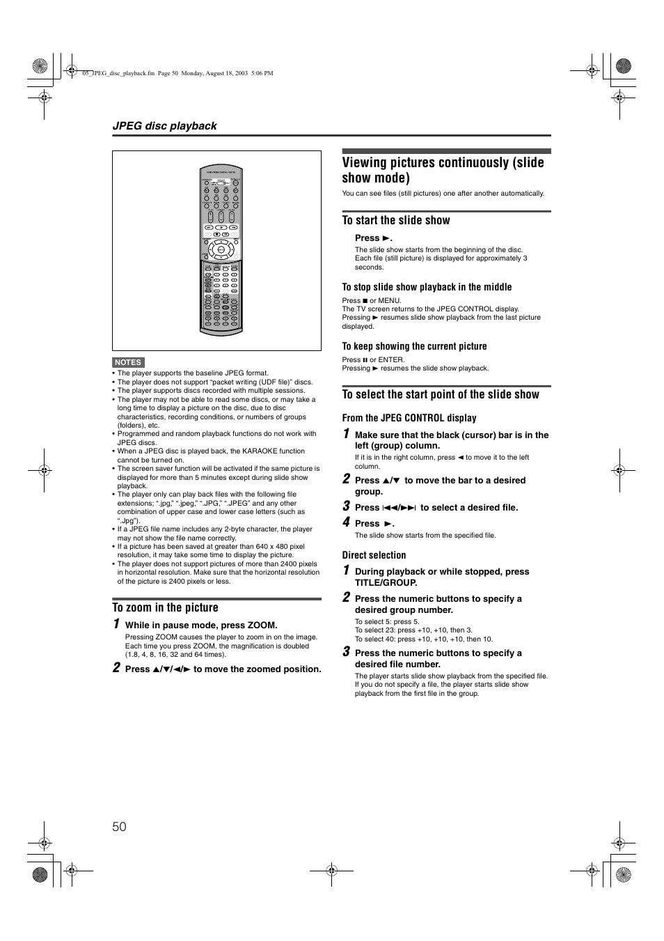 Viewing pictures continuously (slide show mode) | JVC LVT1002-012B User Manual | Page 53 / 78