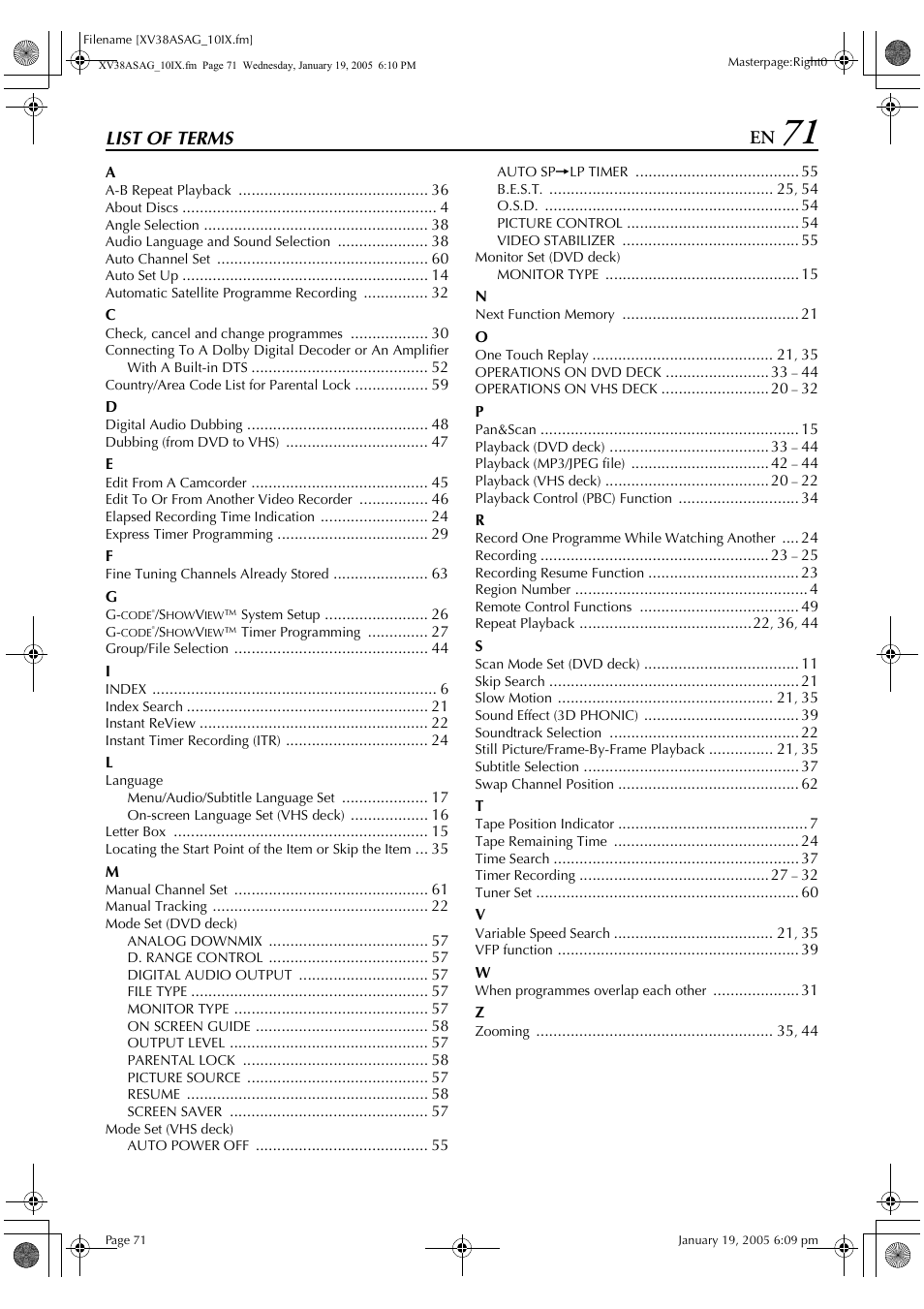 List of terms | JVC 0105KTH-MW-BJ User Manual | Page 71 / 72