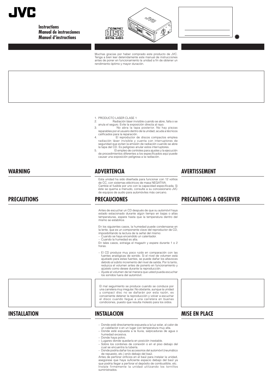 JVC CH-X350 User Manual | 6 pages