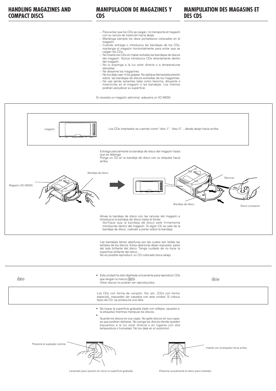 Manipulation des magasins et des cds | JVC CH-X350 User Manual | Page 5 / 6