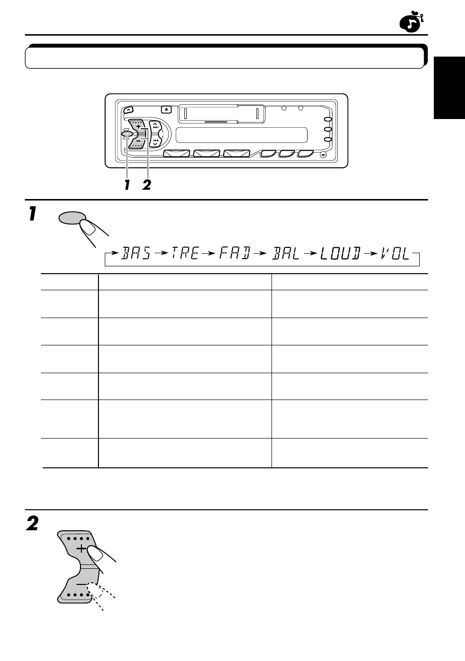 Adjusting the sound, Select the item you want to adjust, Adjust the level | JVC KS-F530R User Manual | Page 19 / 32