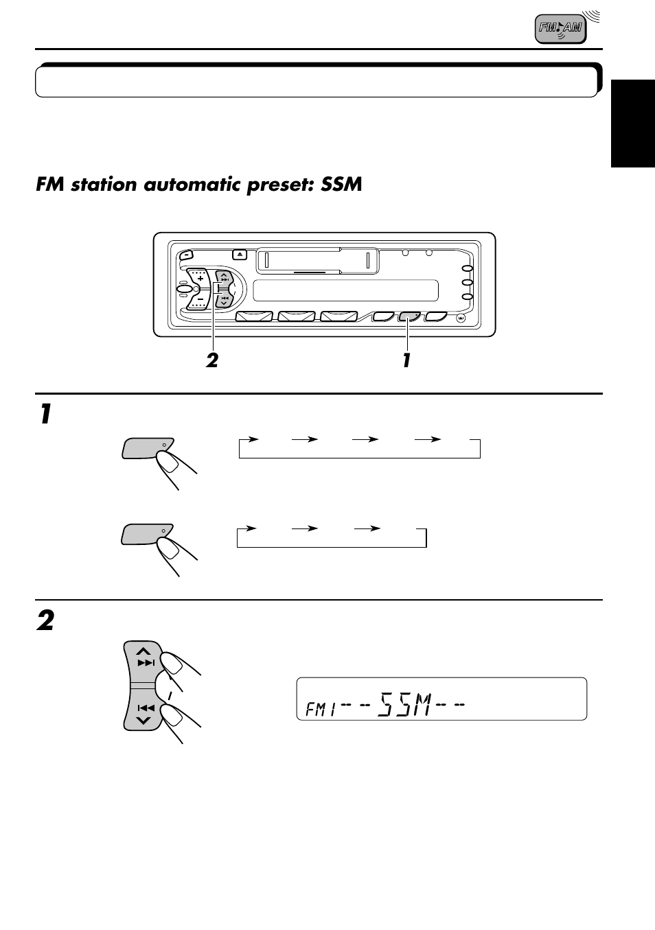 Fm station automatic preset: ssm | JVC KS-F530R User Manual | Page 5 / 32