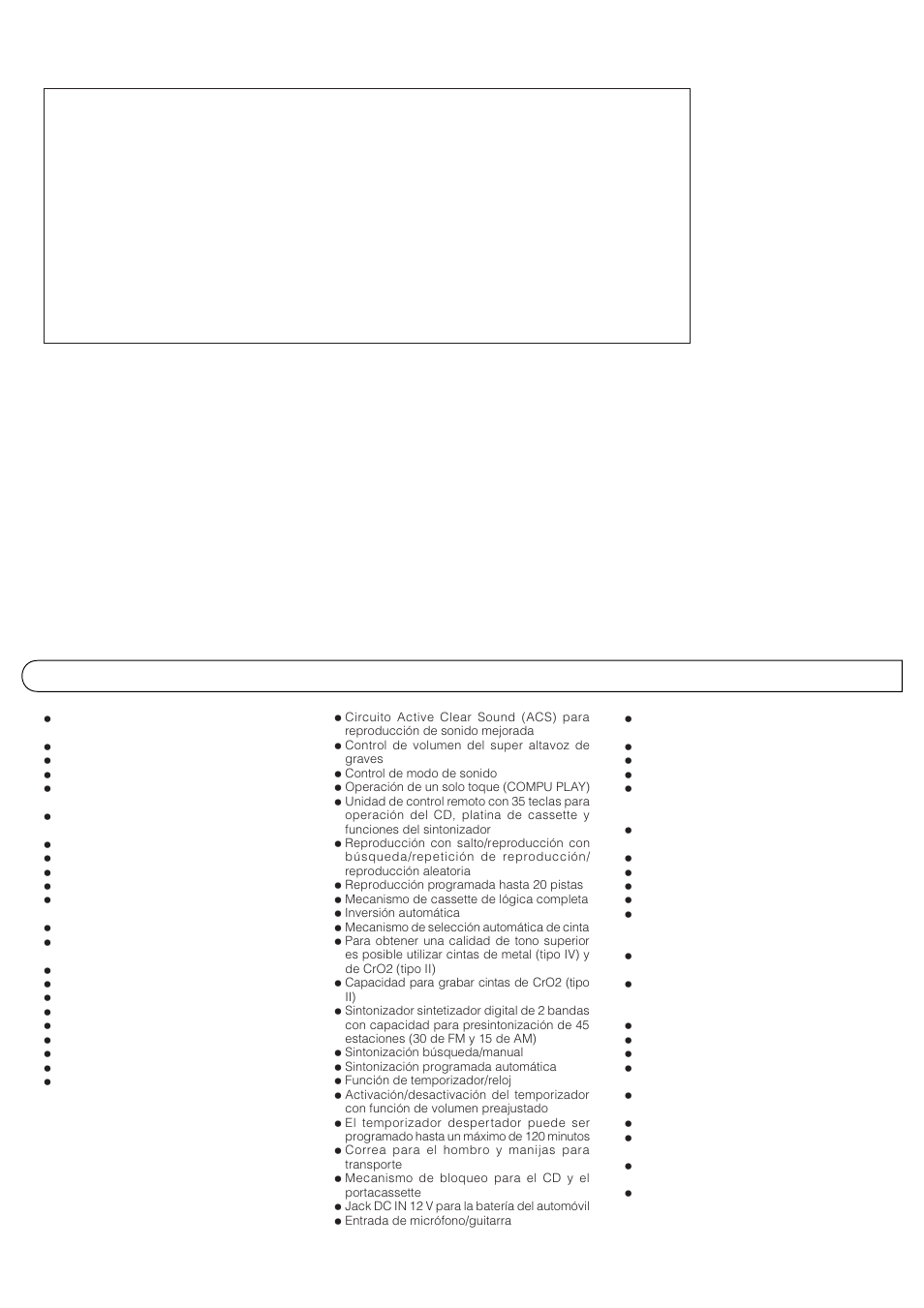 Important for laser products (for u.s.a. only), Features caracteristicas caracteristiques | JVC RV-B99 User Manual | Page 3 / 40
