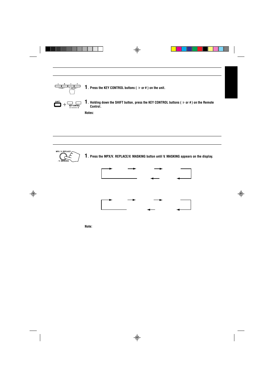 Adjusting music key, Vocal masking, English | JVC CA-V808T User Manual | Page 19 / 53