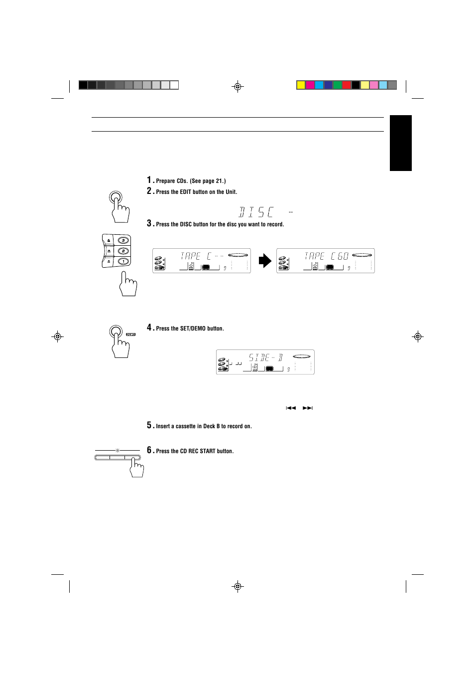 Auto edit recording, English | JVC CA-V808T User Manual | Page 41 / 53